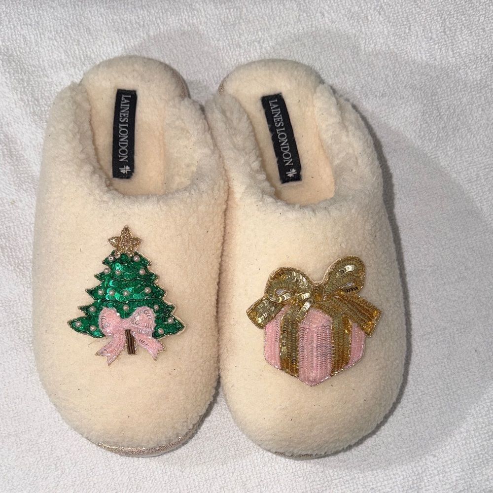 Cream Holiday Slippers